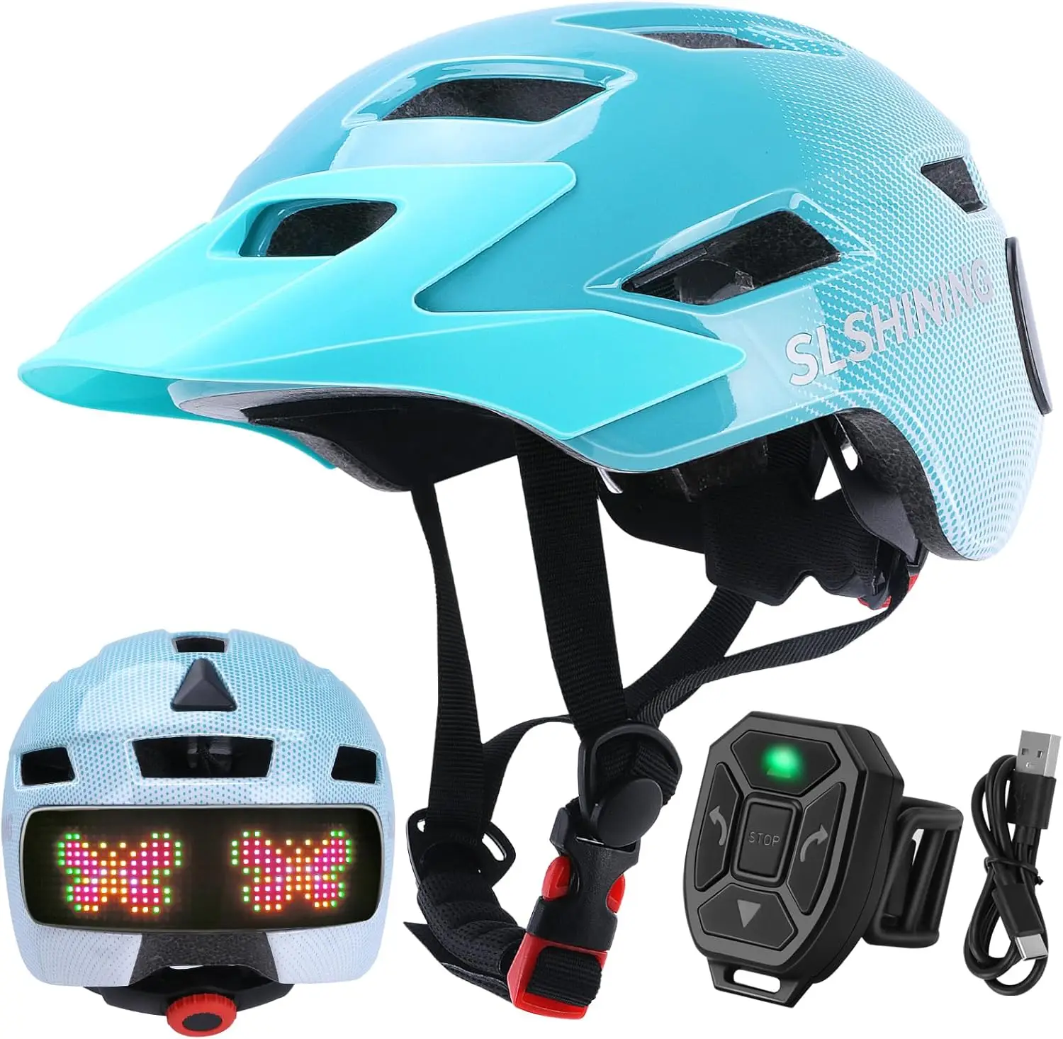 

Kids Bike Helmet with LED Lights for Boys Girls Ages 3-14, Multi-Sport Safety Protection