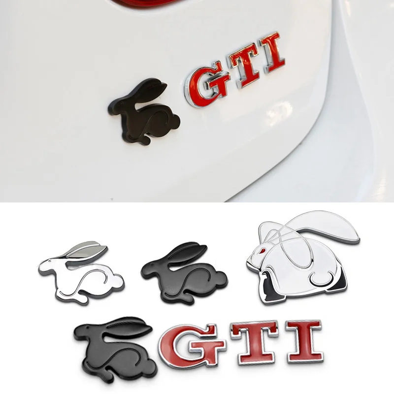 1Pcs Car Accessories Grille Badge Sticker Rabbit GTI Logo Decal For VW GTI Polo Golf Passat  Scirocco Jetta Tiguan Beetle Touran