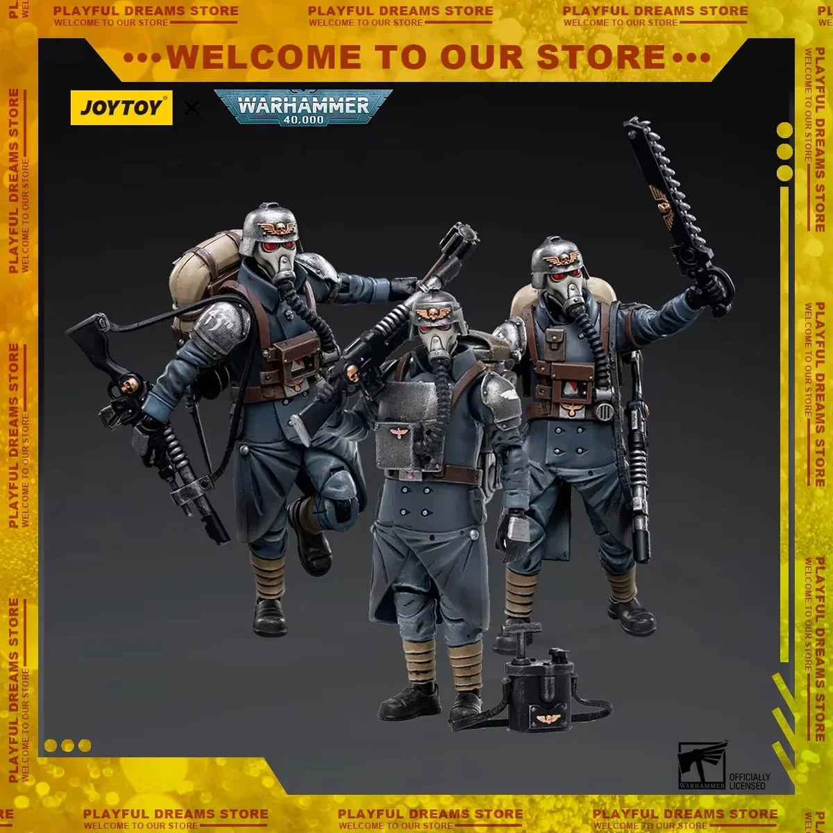 JOYTOY 1/18 Warhammer 40k Astra Militarum Action Figure Death Korps of Krieg Veteraan Squad Model Decoratie Ornament Gift