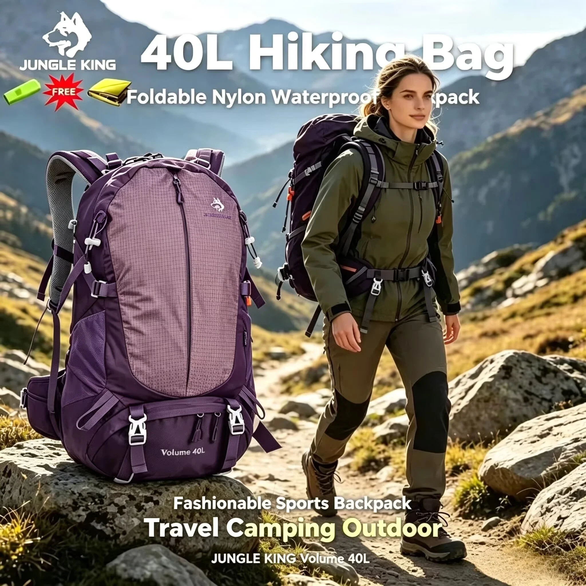 40L Large Capacity Running Backpack Waterproof Foldable Sports Travel Bag / Breathable / Outdoor Running / Camping Hiking Bag