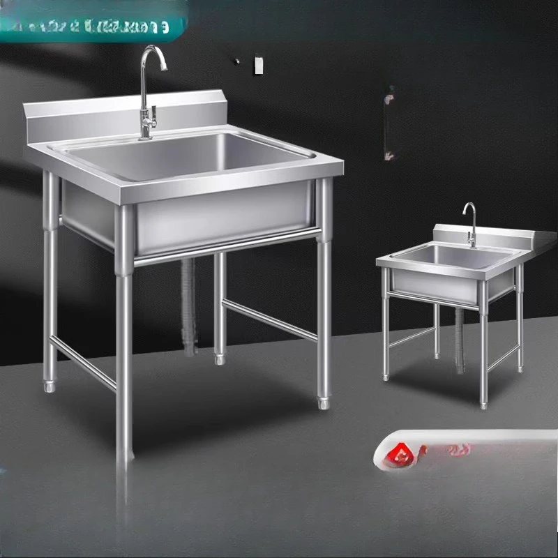 

Sink Single eye with bracket Faucet Kitchen hand sink Vegetable basin Dishbasin thickened