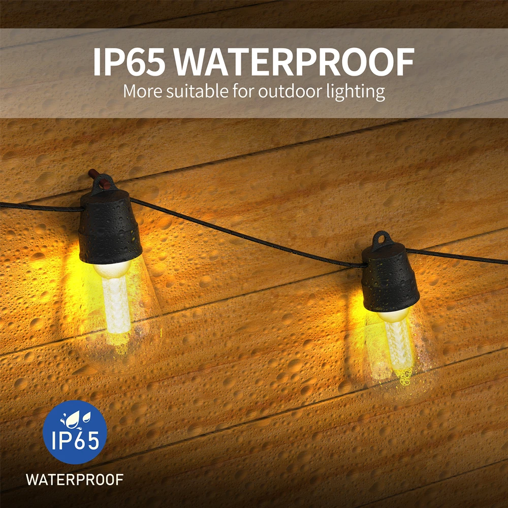 S14 Outdoor DIY LED String Lights 3Modes Adjustable Remote Control Lights Bulbs for Patio Garden Outside Backyard Christmas