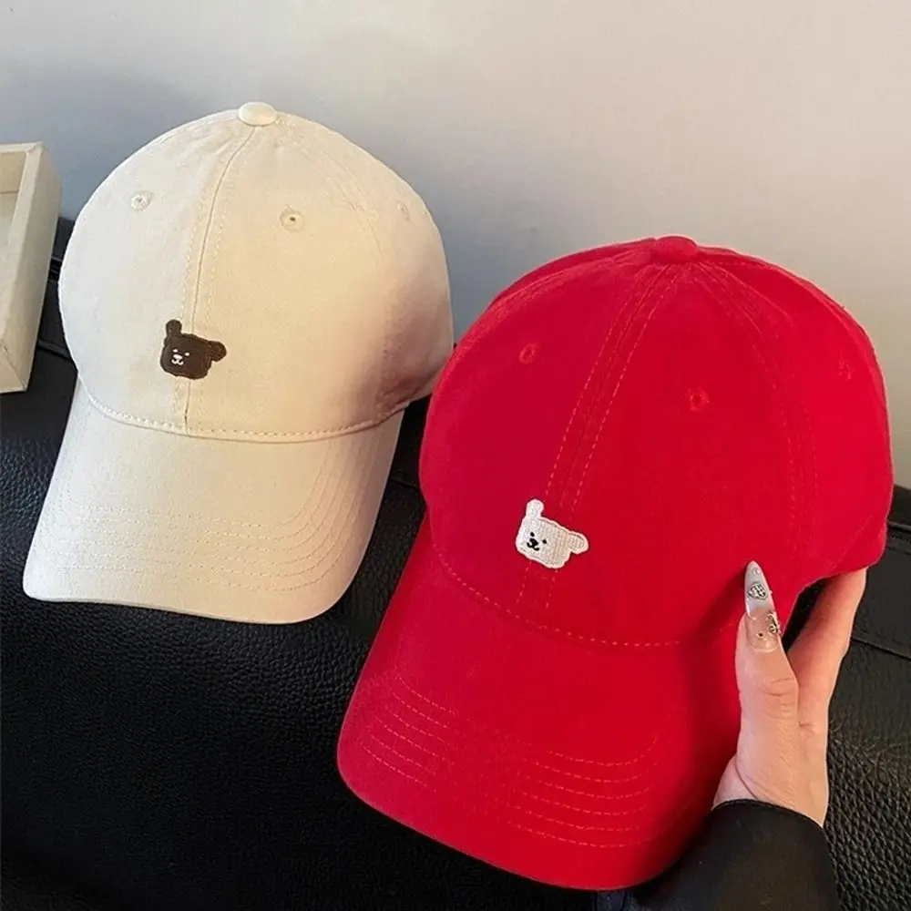 

Adjustable Korean Puppy Embroidery Cap Solid Color Cotton Men Women Baseball Cap Sweet Versatile Snapback Hat Teenagers