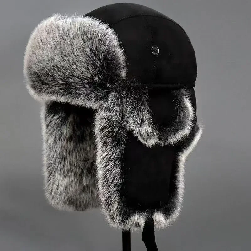 Winter Plush Ushanka Hats for Women Men Imitation Faux Fur Russian Ushanka Cap Northeast Cap Unisex Warm Snow Bonnet Earflap Hat