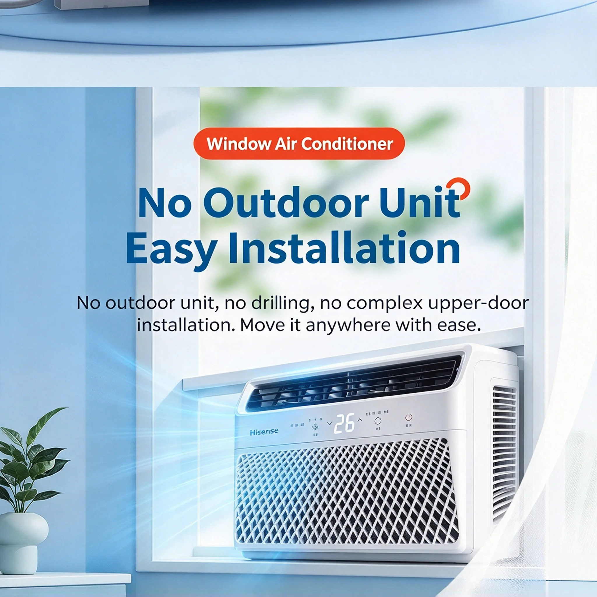 Small Variable‑Frequency Window‑Mounted All‑in‑One Air Conditioner 1HP‑1.5HP‑2P Single‑Cool Power Saving Window AC Unit