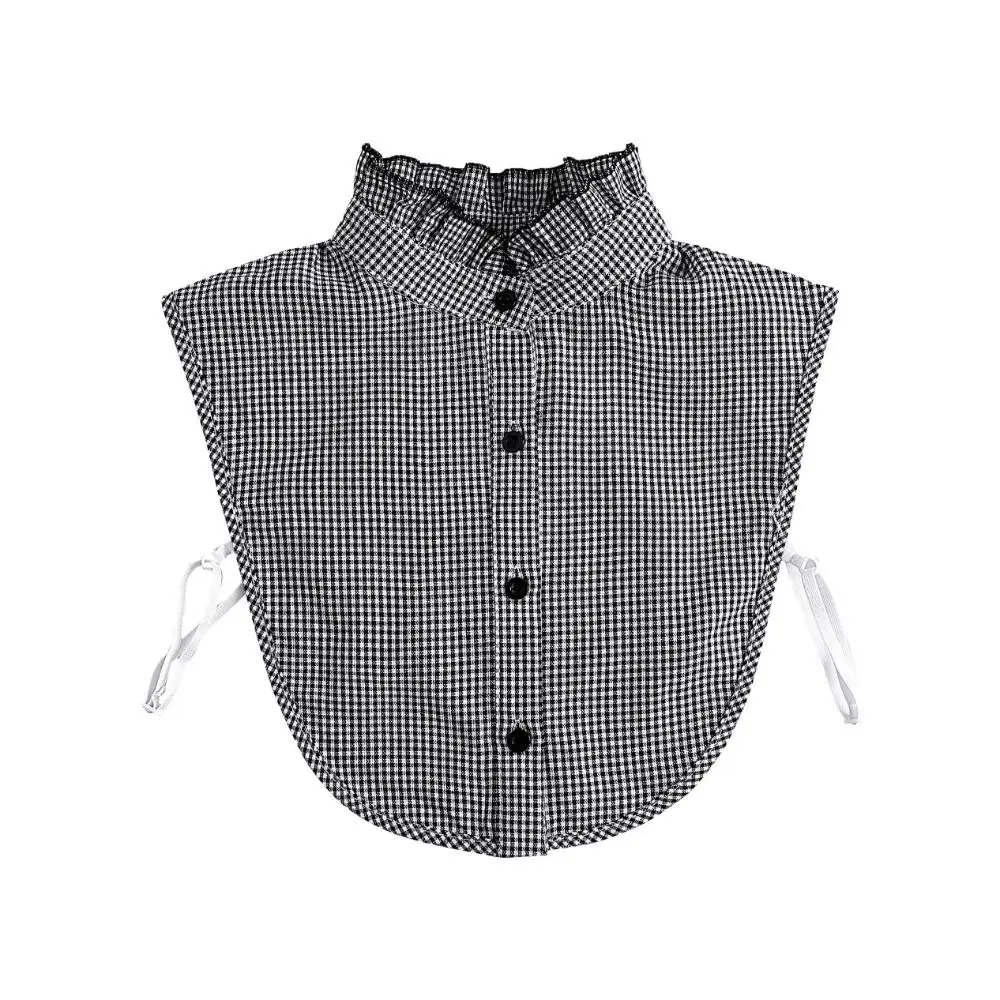 Detachable Plaid Fake Collar Houndstooth Black Lapel Half Shirt Square Collar Korean Style False Blouse Collar Scarf Accessories
