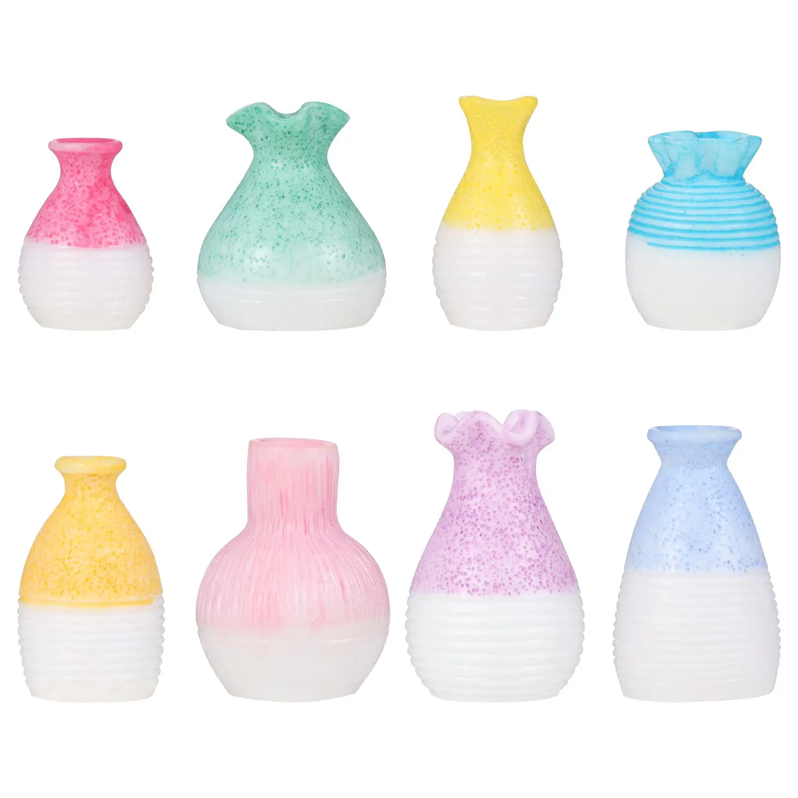 

8 Pcs Mini Resin Flower Vase Home Decoration Desktop Simulated Bouquet Living Room Accessories Centerpiece