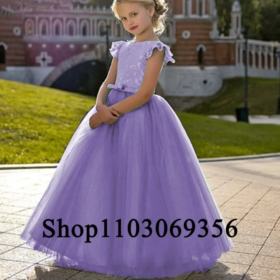 

Purple Flower Girl Dresses Sleeveless Floor-Length A-LINE Little Girl Kids Wedding Birthday Party Prom Holiday Dress Ball Gown