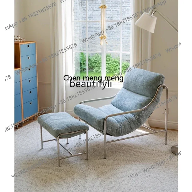 ss8350 New Bauhaus recliner stainless steel living room bedroom multifunctional sofa/footstool