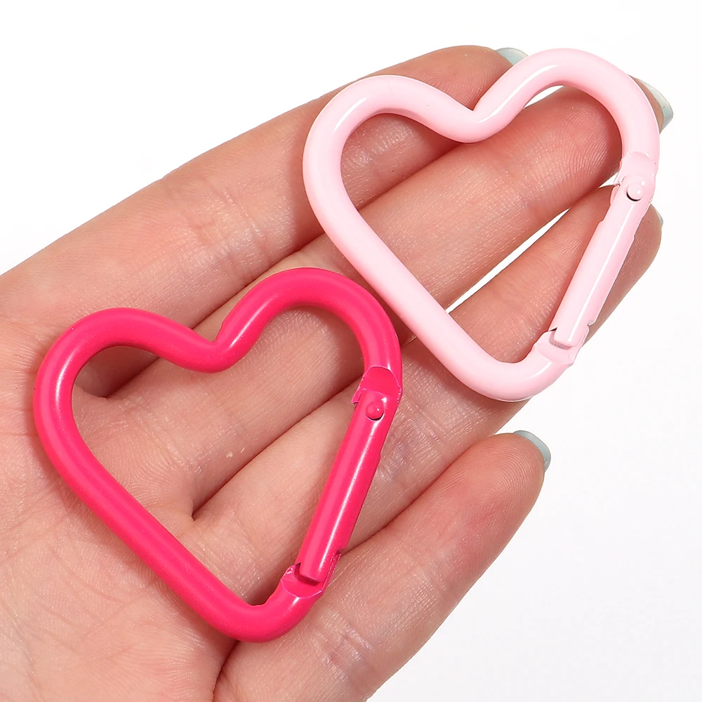 5pcs Colorful Heart-shaped Aluminum Alloy Carabiner Rings Keychain Clip Spring Hook Hanging Buckle Jewelry Making Accessories