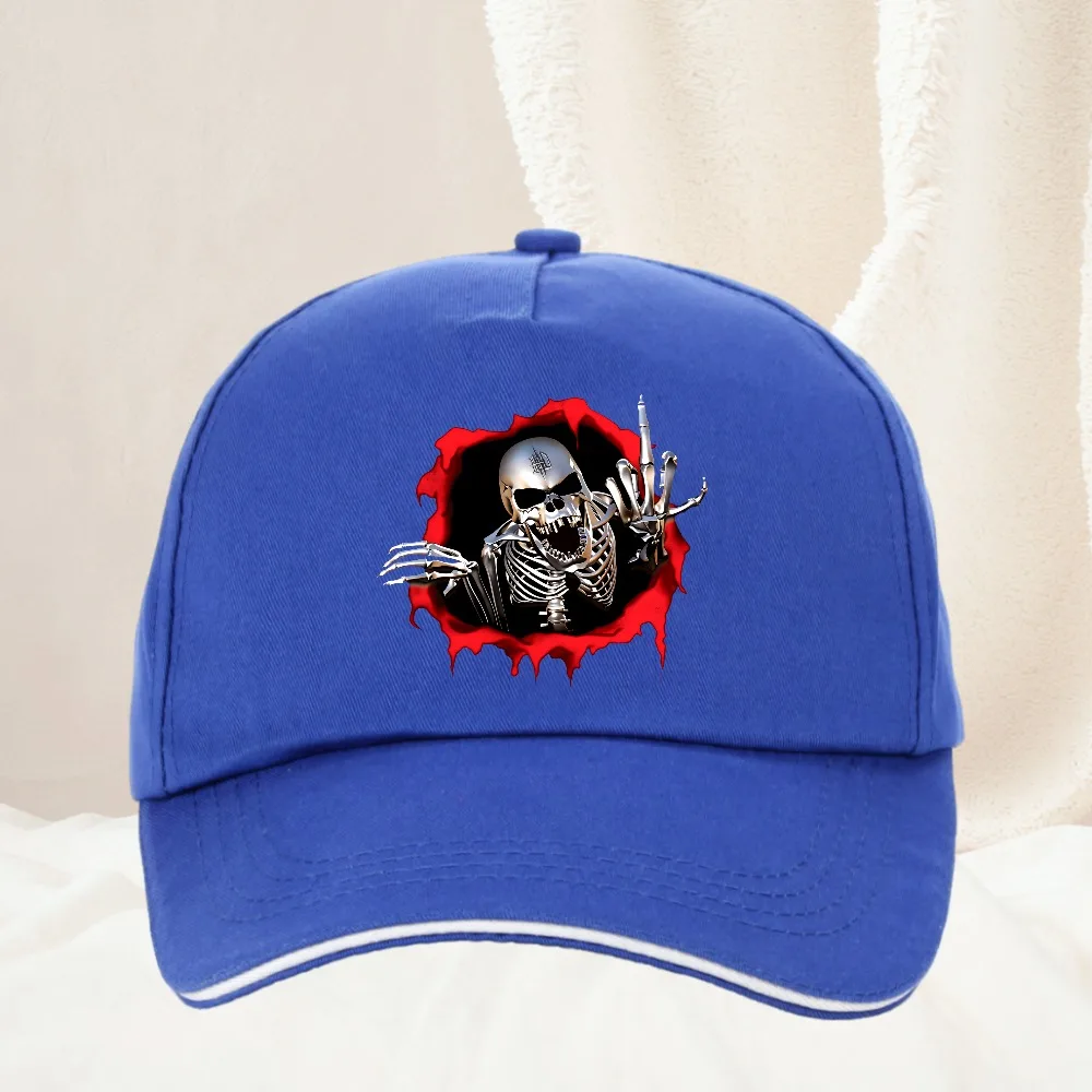Skeleton Skull In The Bullet Hole Creative man Baseball Cap adjustable Unisex High Quality Snapback hat Gorras