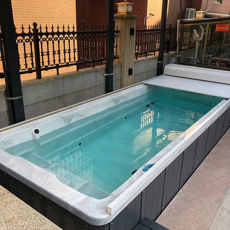 Factory Price PVC Outdoor Acrylic Swimming Endless Pool Whirlpool Spa with 4 Massage Hot Tub Seats for Children