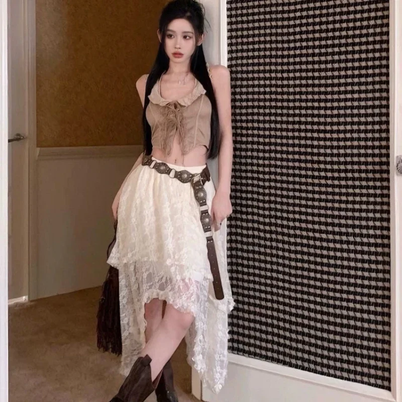 فستان ريترو فلورال هالتر تنورة صغيرة عالية الخصر بوليستر سباندكس مزيج غير متماثل على شكل حرف H مناسب للشابات