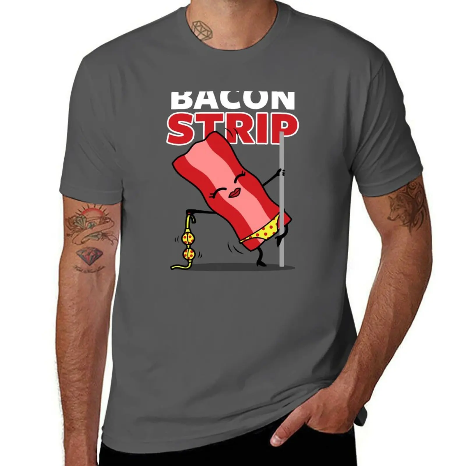 

Funny Cute Bacon Strip Stripping Cartoon Meme T-Shirt Sun Block Outdoor T-Shirt