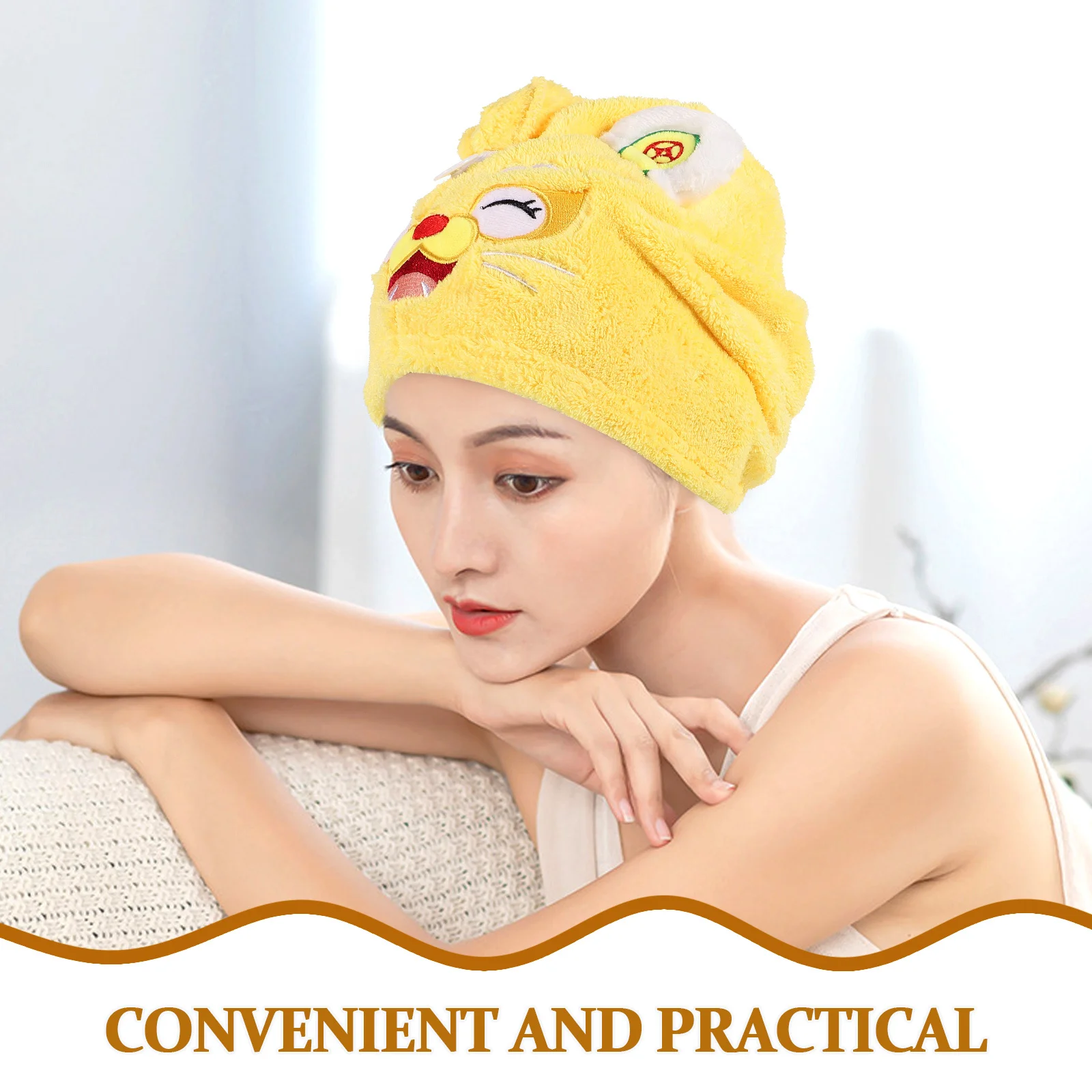 

Cartoon Hair Towel Wrap Women Hair Drying Towel Quick Drying Hat for Home Salon Travel Spa Pool Use Head Towels Wrap for Women