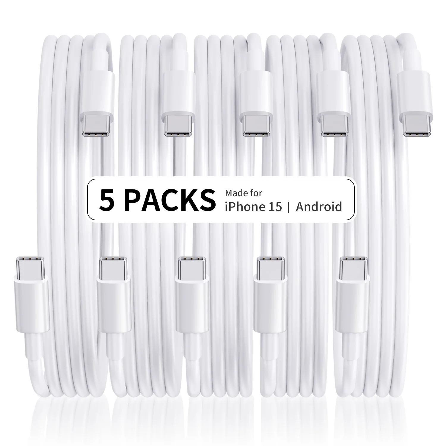 5PCS PD60W USB Type-C Cable 3A Fast Charging Cable USB C Charger Data Wire Cord For Macbook iPhone 15 Samsung S20 S21 S10 S9 S8