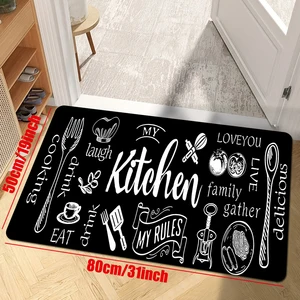 Einfache Heimbodenmatten, Retro -amerikanisches Tischgeschirrmuster, Türmatten im Innen- und Außenbereich, Küchenmode lange Laufbänder 6 Hauptverkaufskacheln billiges Sandwich - №1