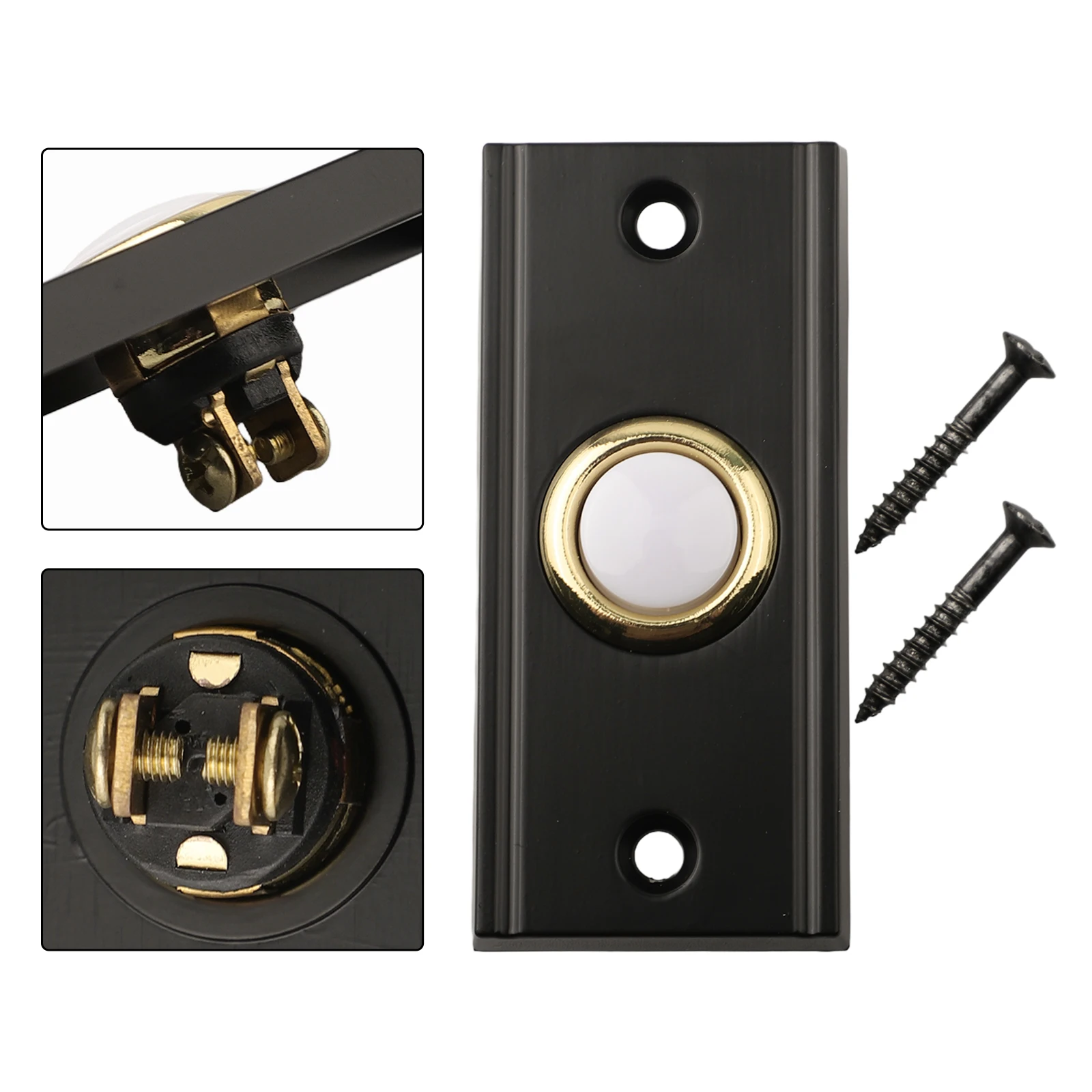 Door Bell Push Button LED Lighted Door Bell Low Voltage Pre-drilled Screw Openings Sturdy Metal Material Night Visibility