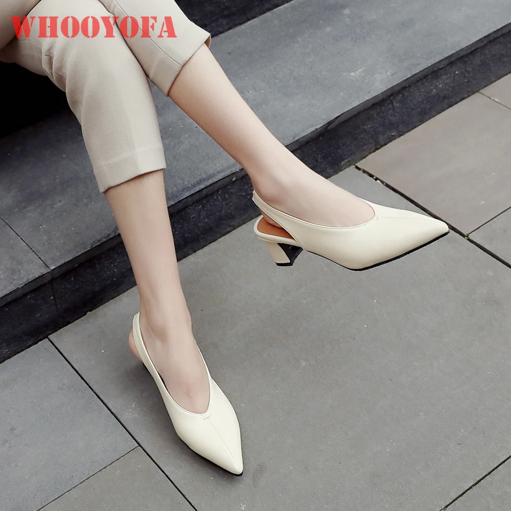 

Summer New Fashion Beige Apricot Women Sandals Pointed Toe High Heel Lady Slingback Shoes Plus Big Small Size 11 31 43 46