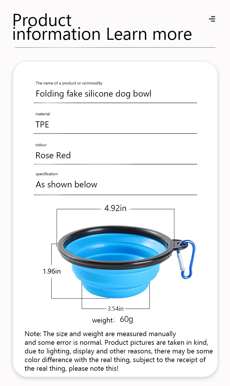 Mountaineering Buckle Silicone Pet Bowl Folding Bowl Outdoor Special Imitation Silicone Dog Bowl Portable For Outdoor Use