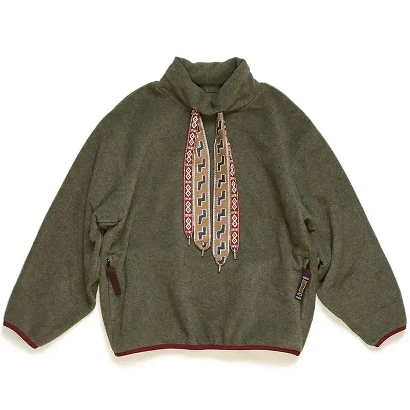 

EBAIHUI красочная лента мужские толстовки с длинным рукавом японский Высокий воротник флис мужской пуловер осень зима Повседневный универсальный топ