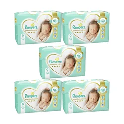 5x Pieluchy PAMPERS Premium Care roz 0 (do 3 kg) 30 szt