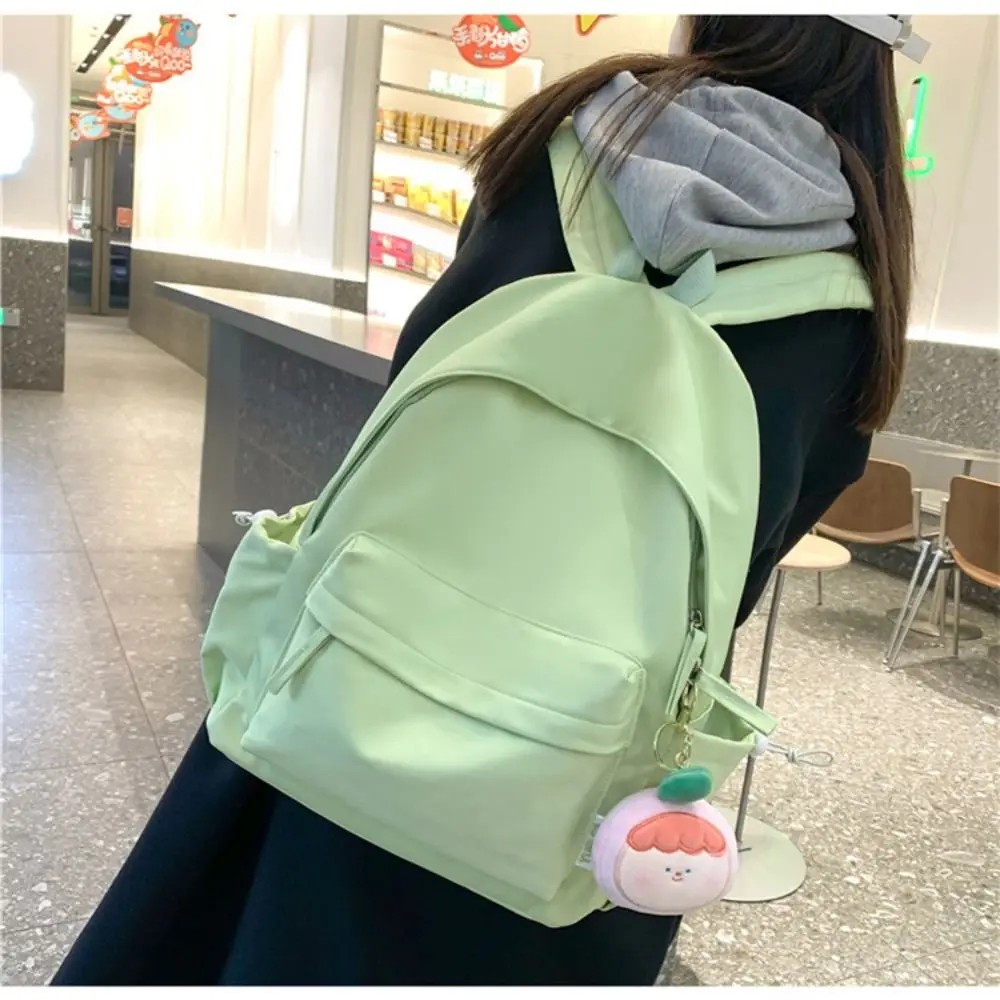 Backpack Casual Canvas Book Backpack Green Adjustable Strap Large Capacity Street Travel Bag Student School Bags Portable