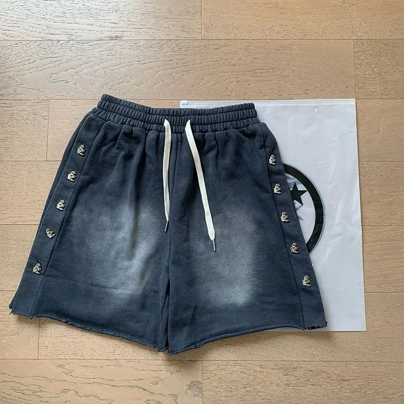 

Hell 2024 New Star High Version American Fashion Brand High Street Washed Retro Casual Pure Cotton Looped Pile Shorts Men Summer