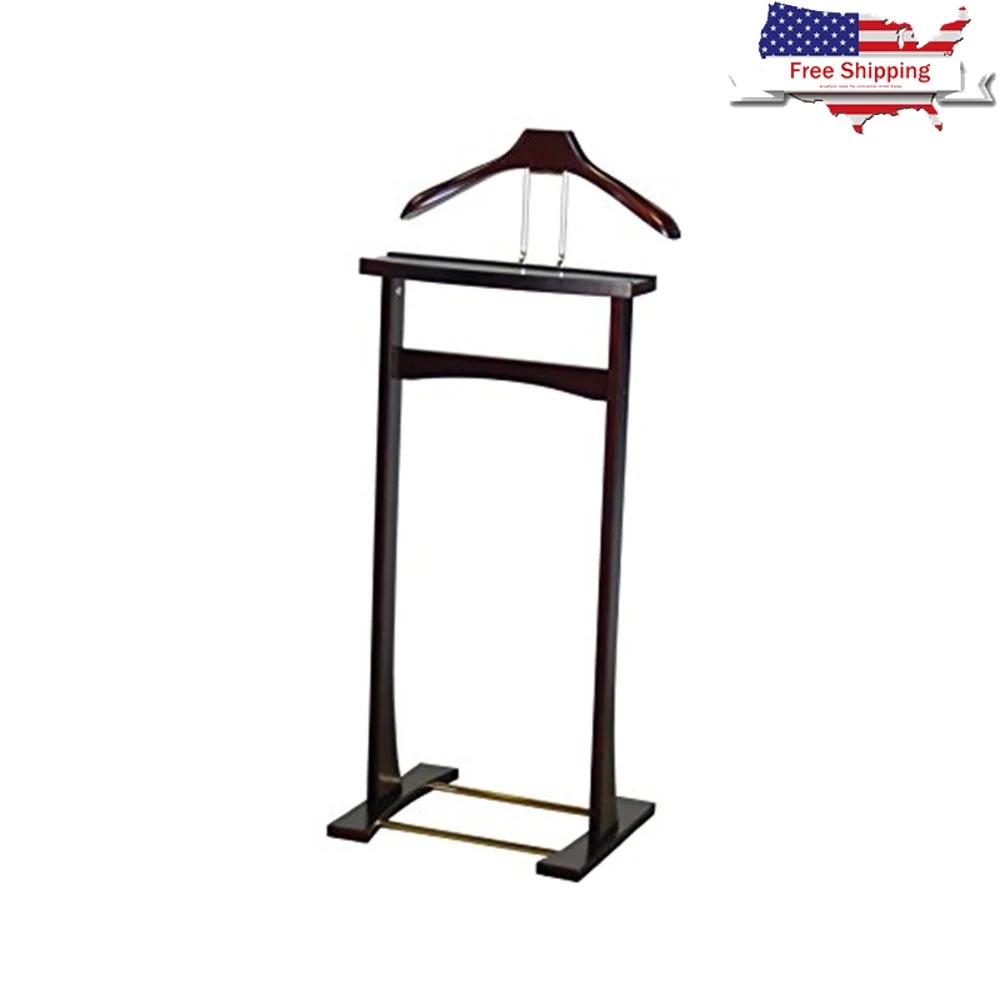 

Ashton Valet Stand with Top Tray Solid Wood Hanger Trouser Bar Shoe Rack Bedroom Office Closet Organizer