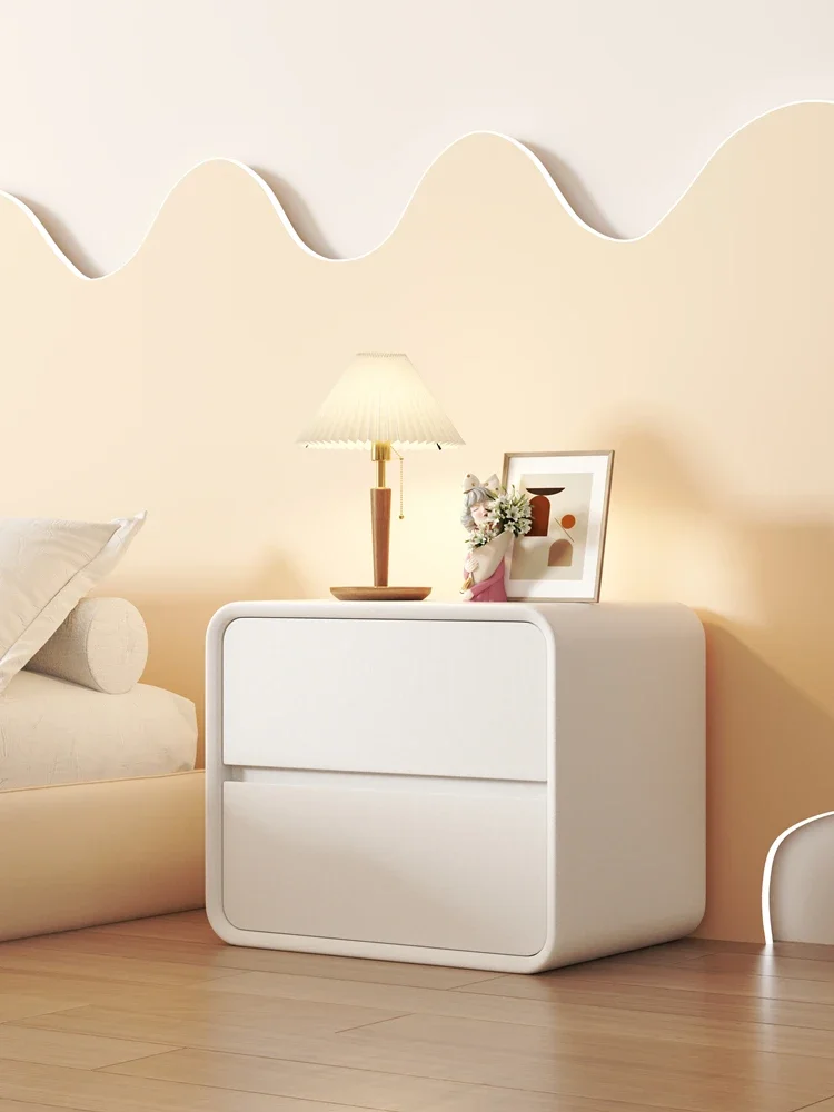 

Solid Wood Bedside Table Simple Modern Small Creative Home Bedside Table White Cream Style Storage Cabinet