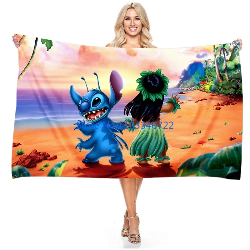 

Anime Lilo Stitch Blue Bath Towels Microfiber Beach Swimming Towel Decor for Adults Kids Gift 75x150cm