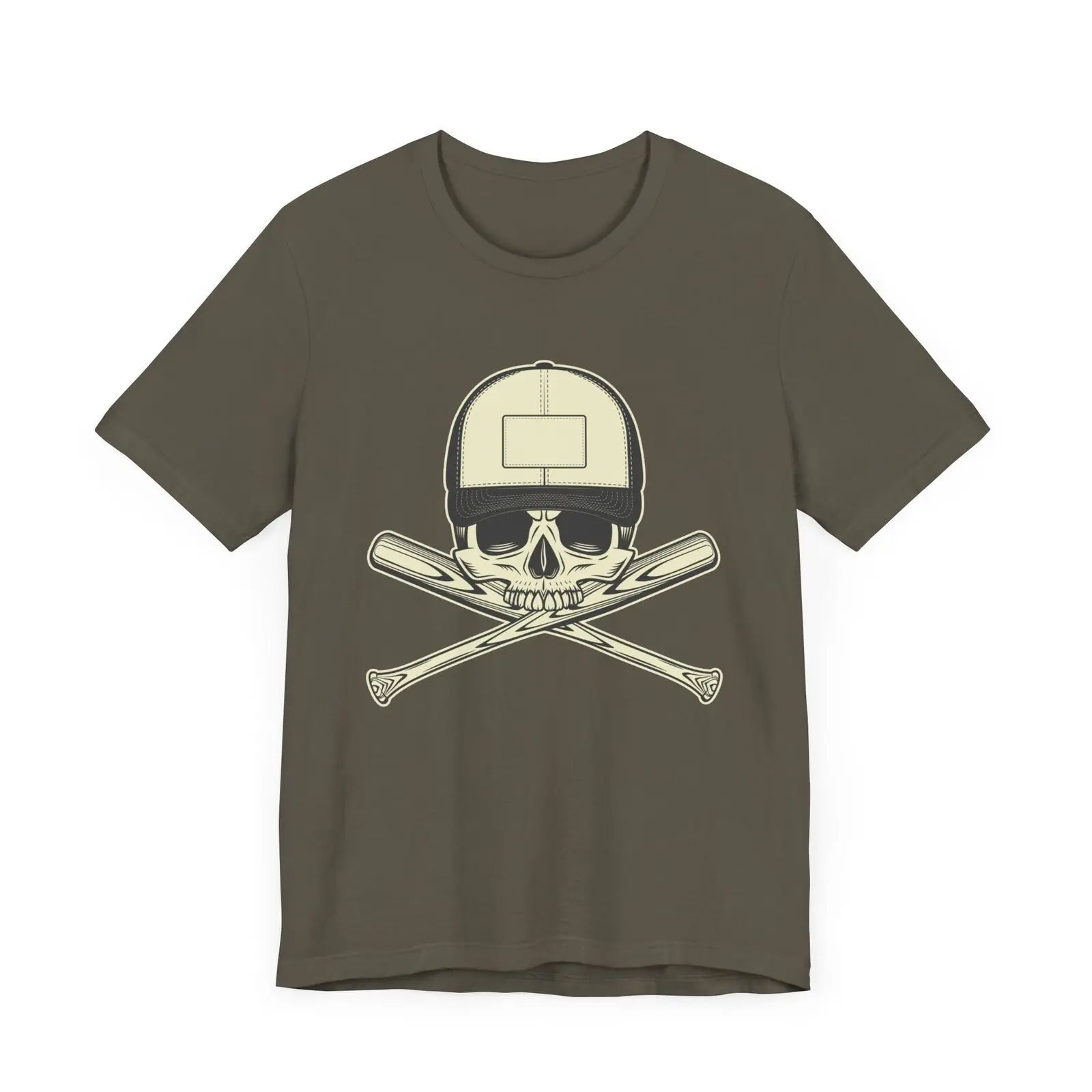 

T-shirt For Man With Print Skull In Baseball Cap With Baseball Bat T-shirt S-3XL