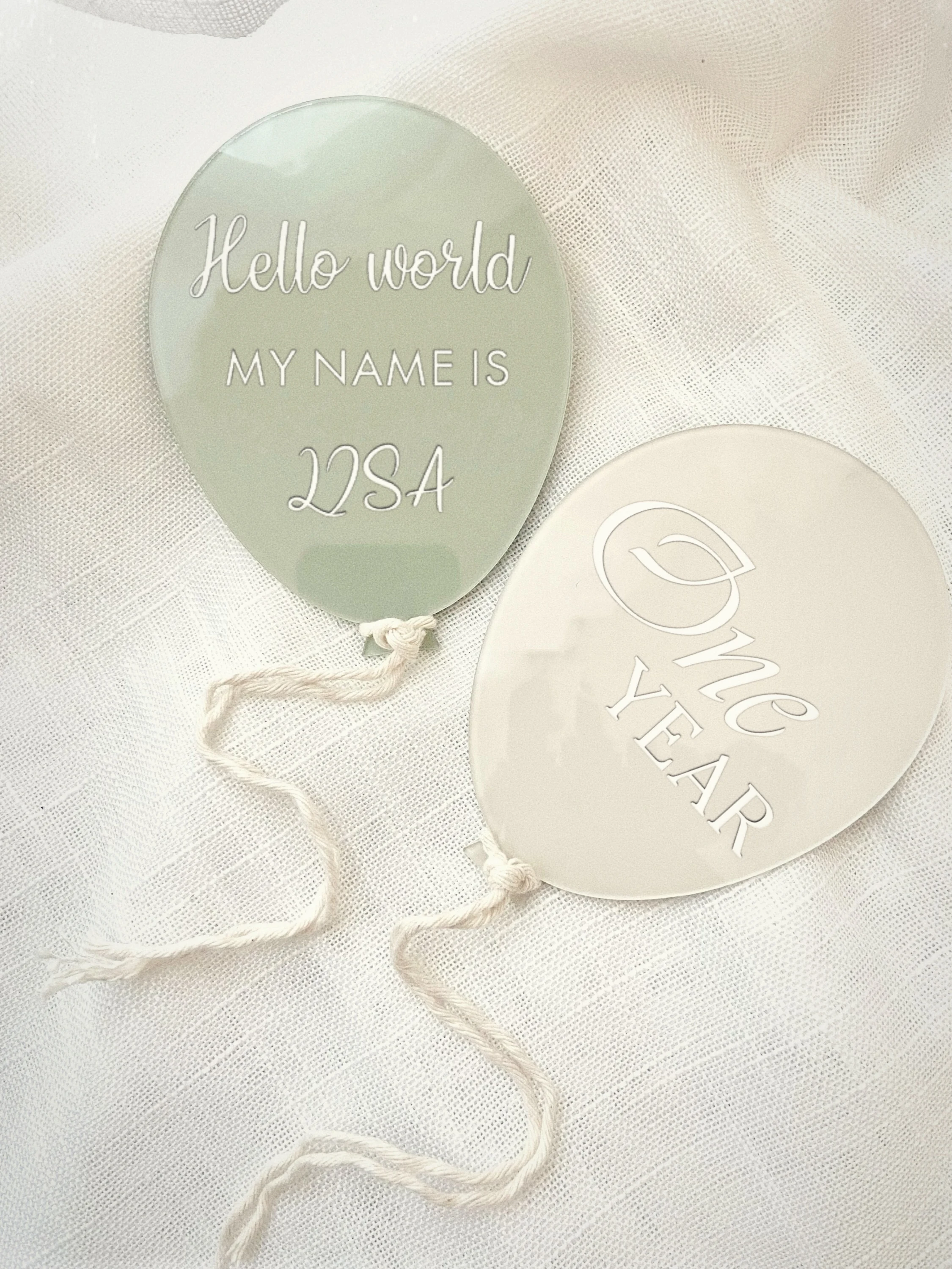 1Pcs Painted Balloon Acrylic Disc for New Baby / Birth Announcement Gender Reveal / Hello World/Photo Prop/Baby Arrival Sign