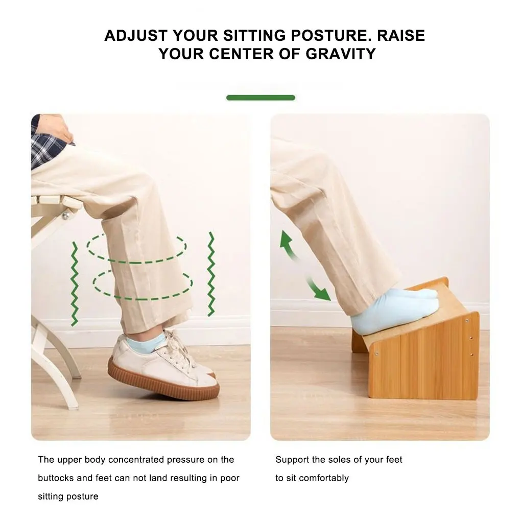 Foot Rest Stool Desk Footrest Ergonomic Wooden Elevated Stool Bench Support Stepping Adjustable Posture Nursing Step Footstool