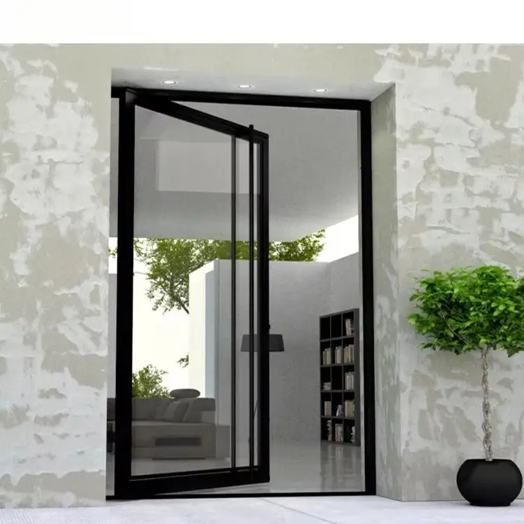 Space Saving Design Interior Revolving Door Fashion Multi Panel Aluminum Frame Glass Pivot Doors Living Room Partition Doors