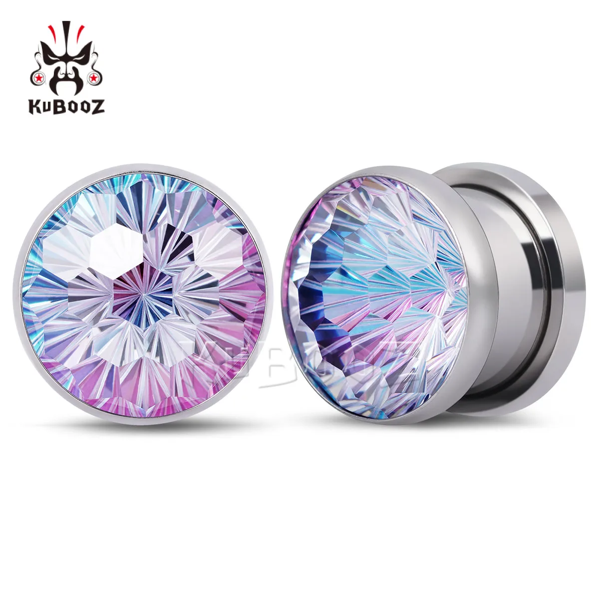 

Colorful Crystal Diamond-Cut Ear Plugs Tunnels Stainless Steel Ear Gauges Fashion Body Jewelry for Women Men Unique Ear Expander