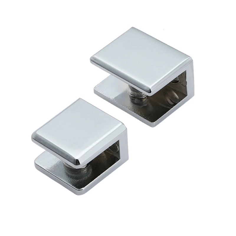 One Pair Square shape Zinc alloy Glass Clamp bracket Glossy shiny shelf support Can clamp 6mm/10mm/12mm