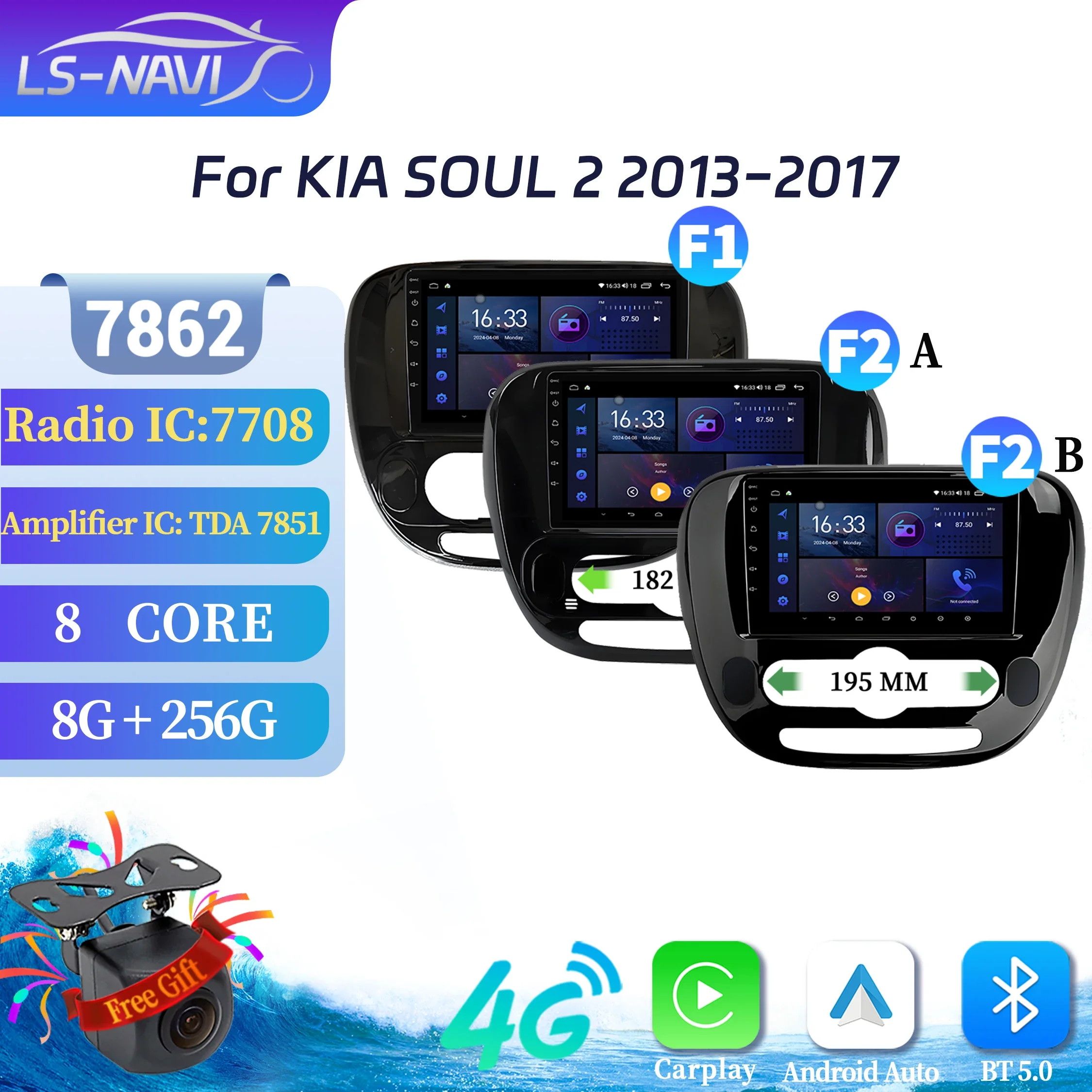 

Car Radio 4G GPS Android 14 For KIA SOUL 2 2013-2017 Multimedia Navigation Carplay 7862S 8G 256G Head Unit System 2K QLED Screen