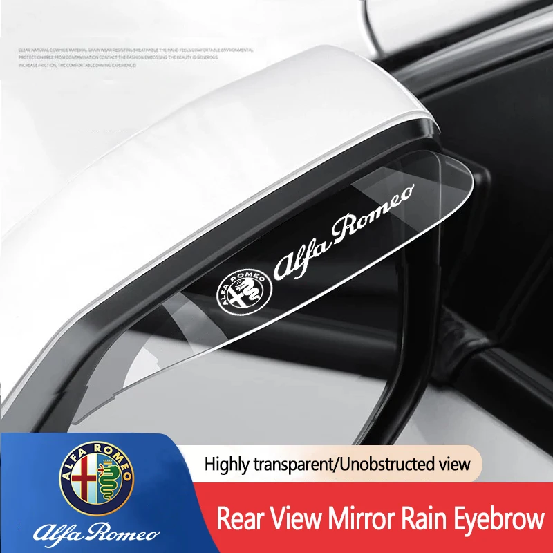 2Pcs Car Rearview Mirror Rain Eyebrow Rainproof Shield For Alfa Romeo Giulia Stelvio Giulietta 156 159 147 Mito Tonale Brera Dis