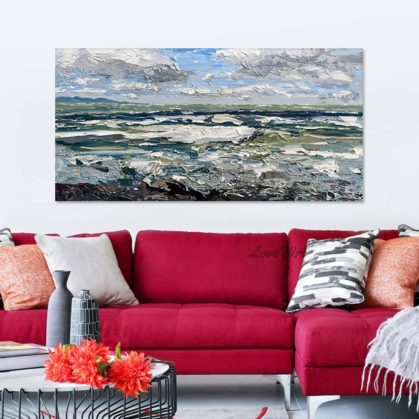 

Nature Landscape Canvas Picture Art Abstract Scenery Knife Painting Without Framed Modern Thick Acrylic Design Hand Drawing Wall