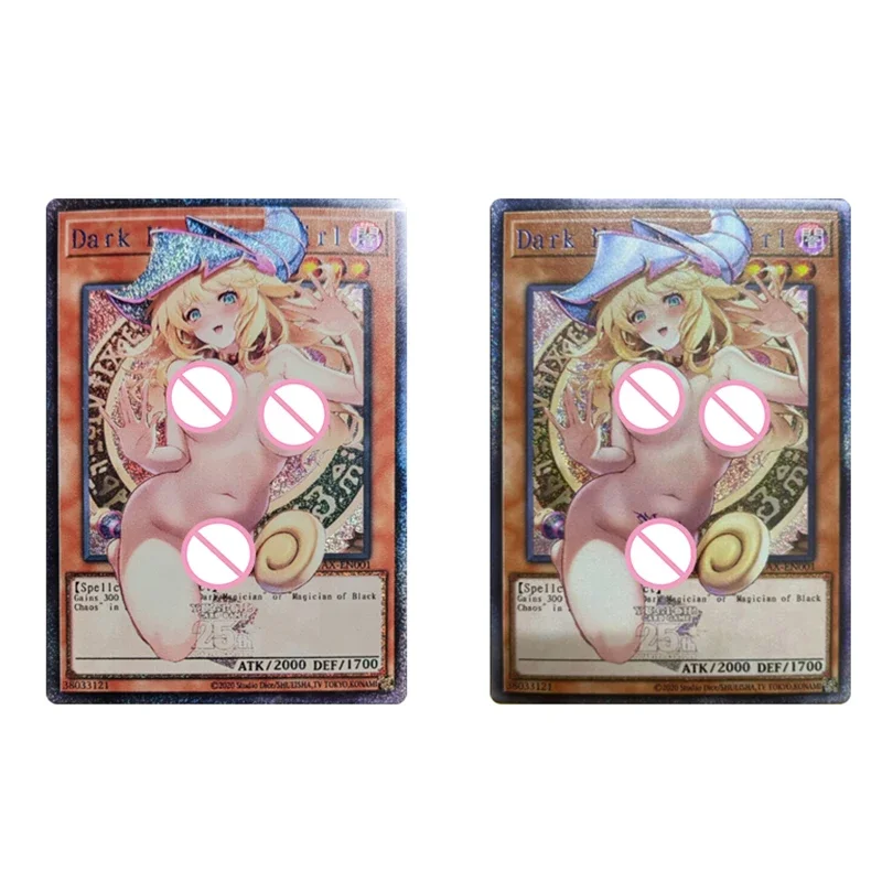 DIY Homemade Yu-Gi-Oh! Black Magician Girl Anime character Bronzing collection flash card Cartoon toys Christmas gift