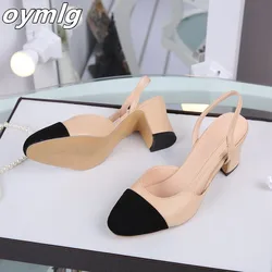 Scarpe con cinturino alla caviglia da donna Tacchi alti Scarpe con tacco alto spesse Scarpe in pelle di mucca Colori misti Décolleté Sandali eleganti con tacco alto da donna Donna