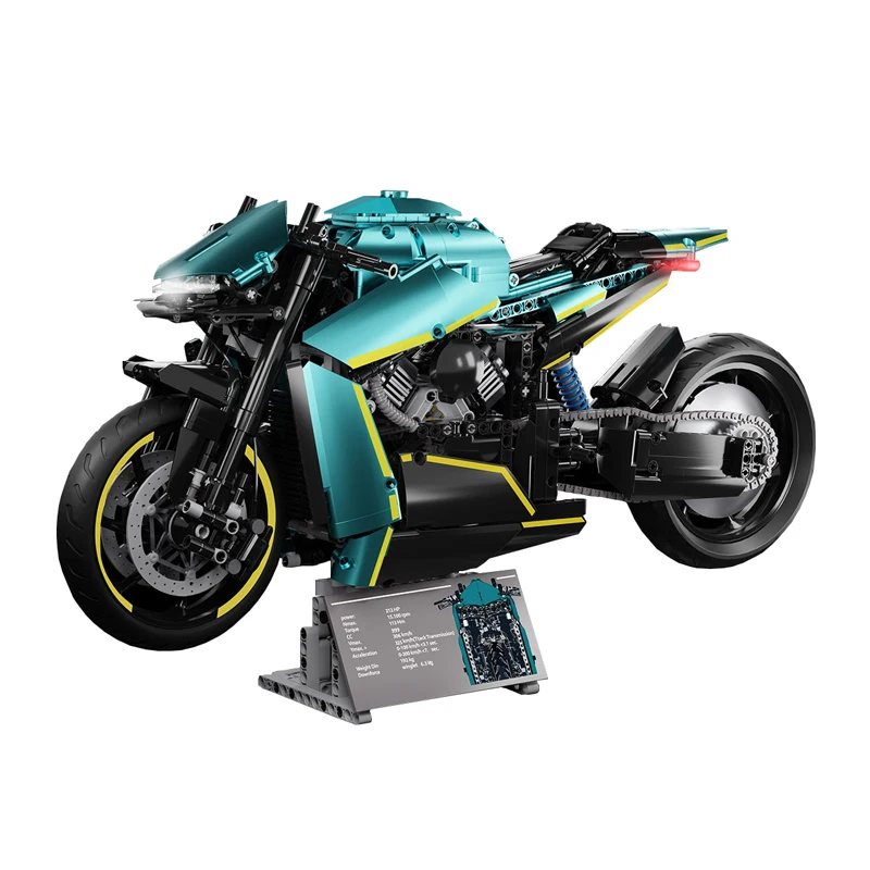 En STOCK MOC técnico 1:5 motocicleta deportes bloques de construcción de automóviles ladrillos modelo de ensamblaje juguetes para niños conjunto de regalo de cumpleaños