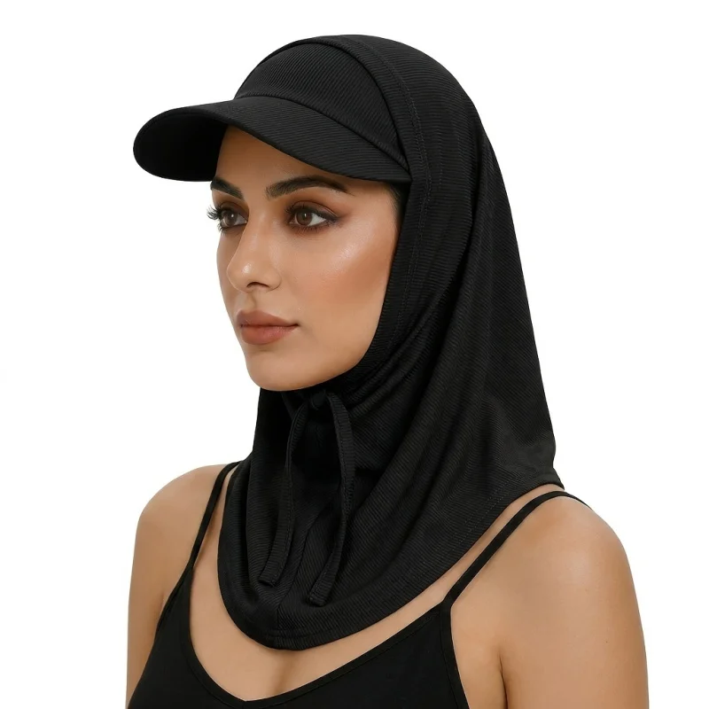 2pcs Set Spring Summer Solid Thin Striped Brim Baseball Cap And Headscarf  Adjustable Duckbill Hat For Cycling Outdoor Sun Shade