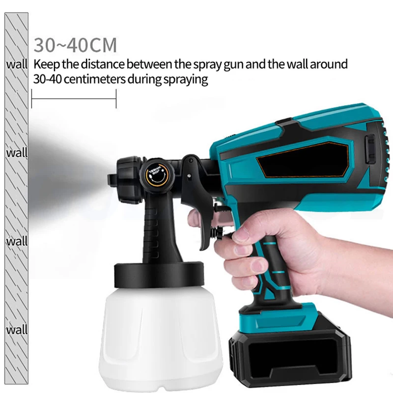 Cordless Electric Spray Gun High Power 1000ML Rechargeable Battery Paint Sprayer Gun Battery Powered Spray Gun For Home DIY