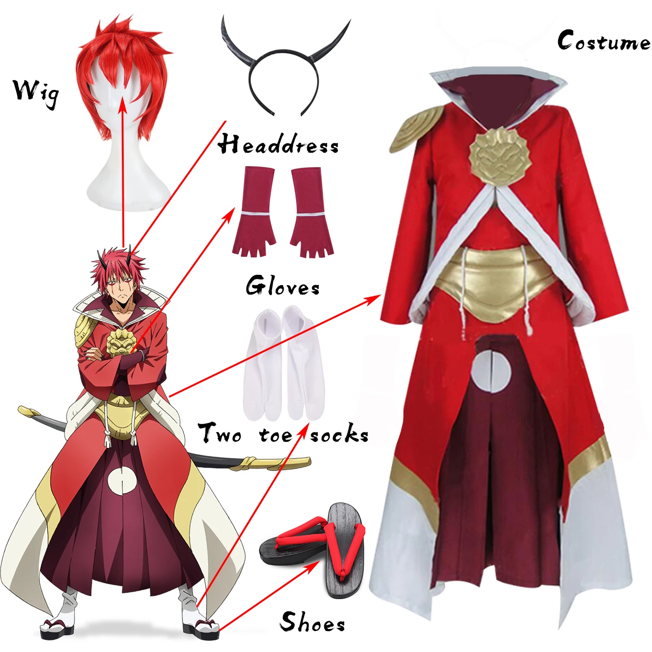 Anime That Time I Got Reincarnated as a Slime Benimaru Cosplay Costume Halloween Uniform Full Set Custom Made