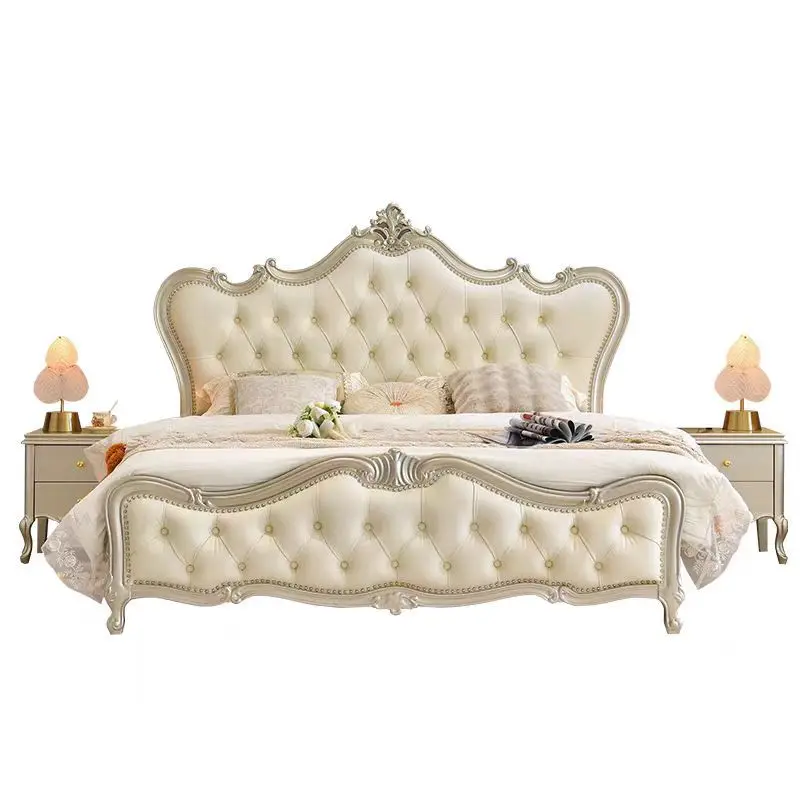 

Customizable American solid wood bed 1.8 double master bedroom light luxury bed French high-end soft