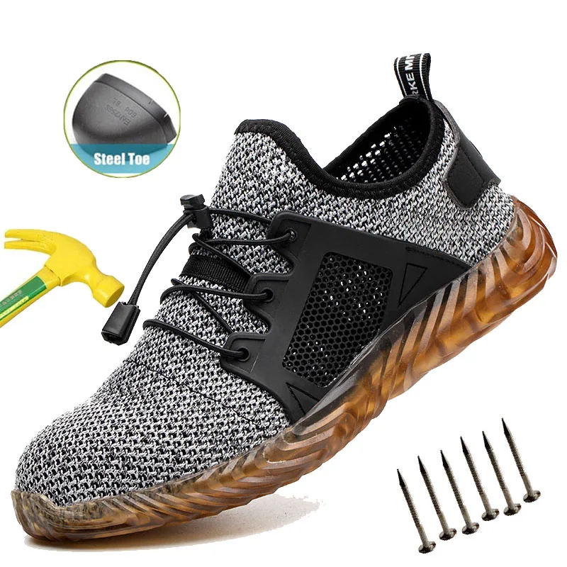 Work Sneakers Steel Toe Shoes Men Safety Shoes Puncture-Proof Work Shoes  Anti-smash Boots Indestructible Footwear Security