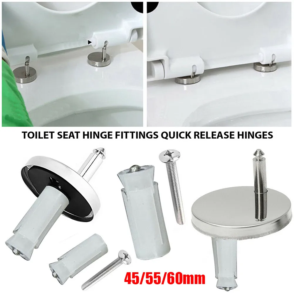 2pcs Toilet Seat Hinges Top Close Soft Release Quick Fitting Heavy Duty Hinge Replacement Toilet Seat Hinge Fitting Screw