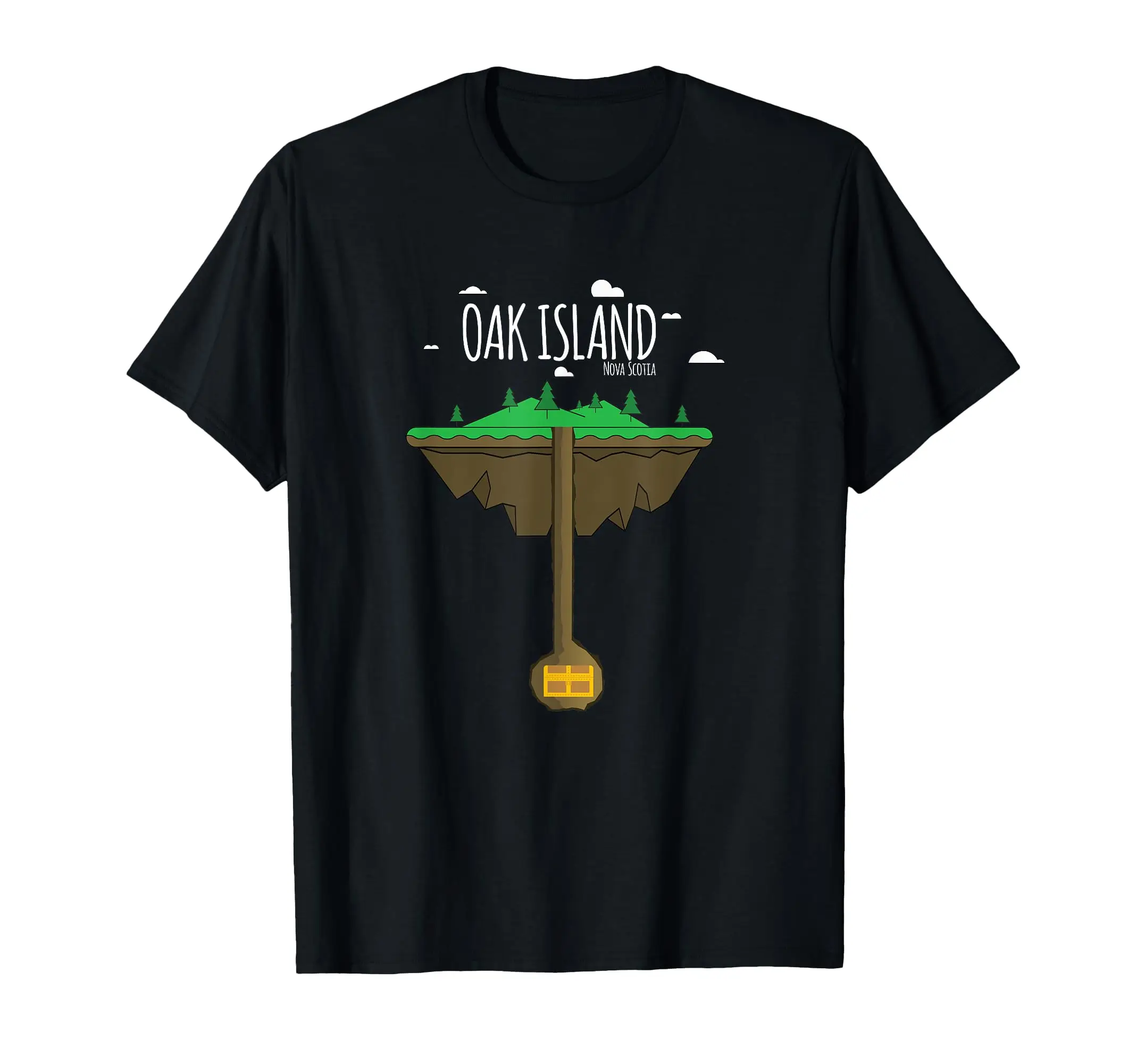 

Oak Island Cartoon Map Cursed Treasure T-Shirt